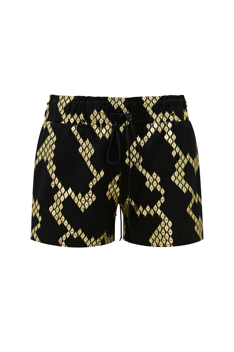 SHORTS JACQUARD DOURADO E PRETO (8720249356515)