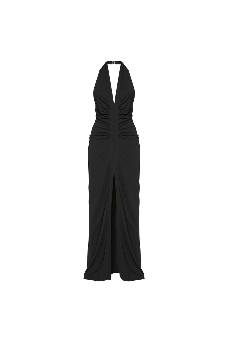 VESTIDO LONGO FRENTE ÚNICA JERSEY PRETO (8720251158755) (8720251224291)