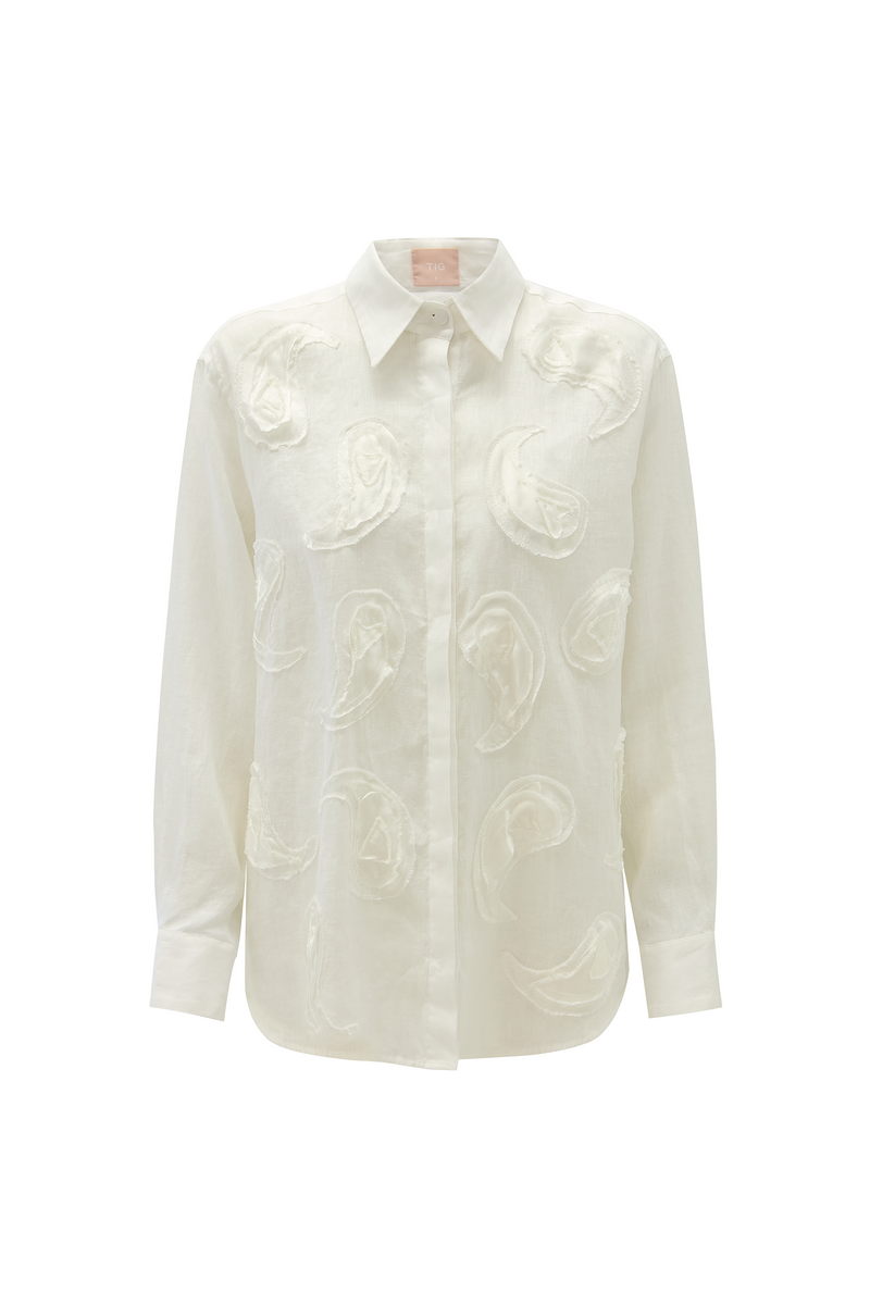 CAMISA LINHO APLICAÇÃO PASLEY OFF WHITE (8720247849187)