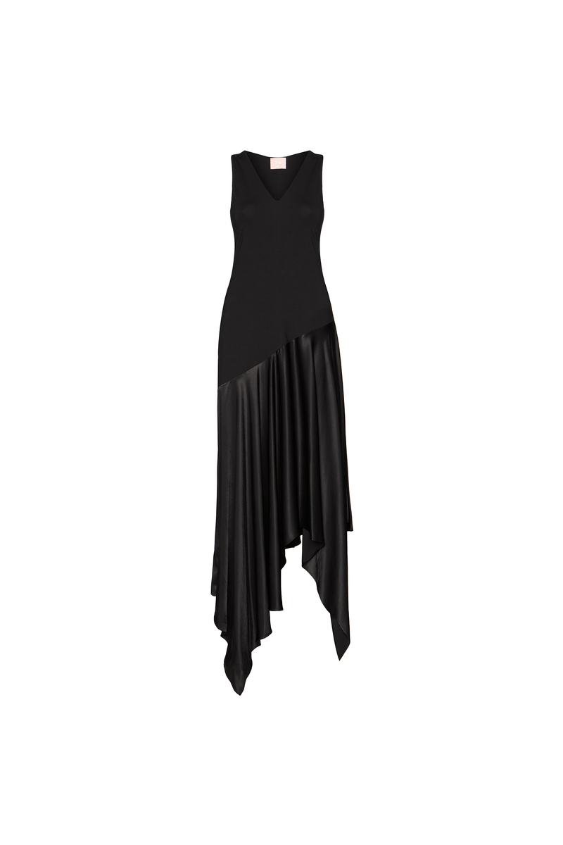 VESTIDO LONGO DECOTE V SEM MANGA PRETO (8765750608099)