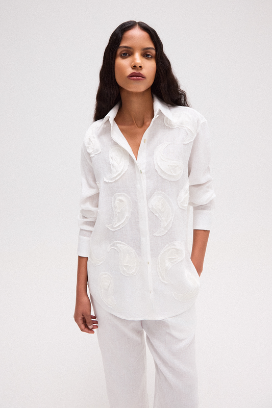 CAMISA LINHO APLICAÇÃO PASLEY OFF WHITE (8720247849187)