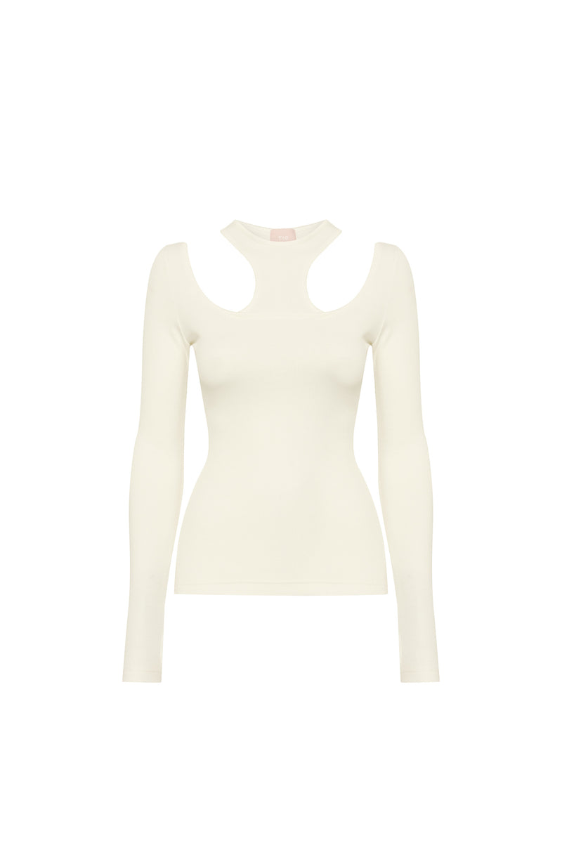 BLUSA DECOTE NADADOR MANGA LONGA MALHA OFF WHITE (8620581257443)