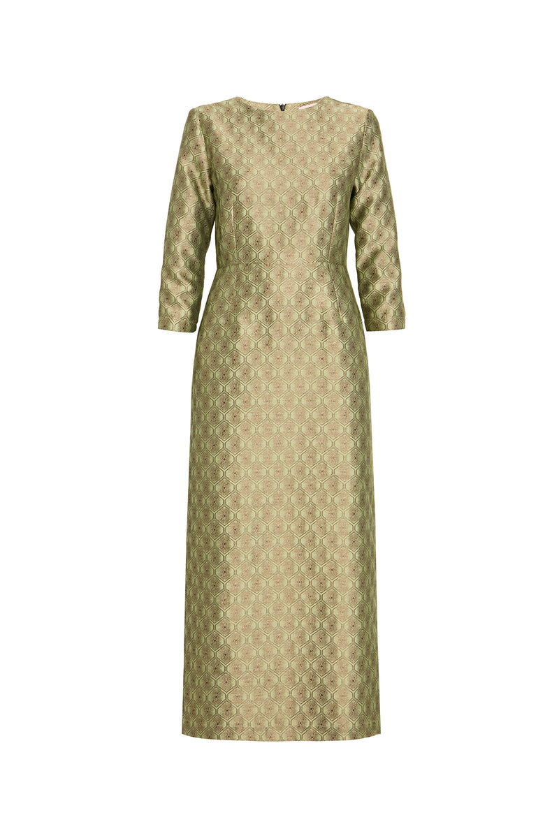 VESTIDO LONGO JACQUARD VERDE PISTACHE (8644105830627)