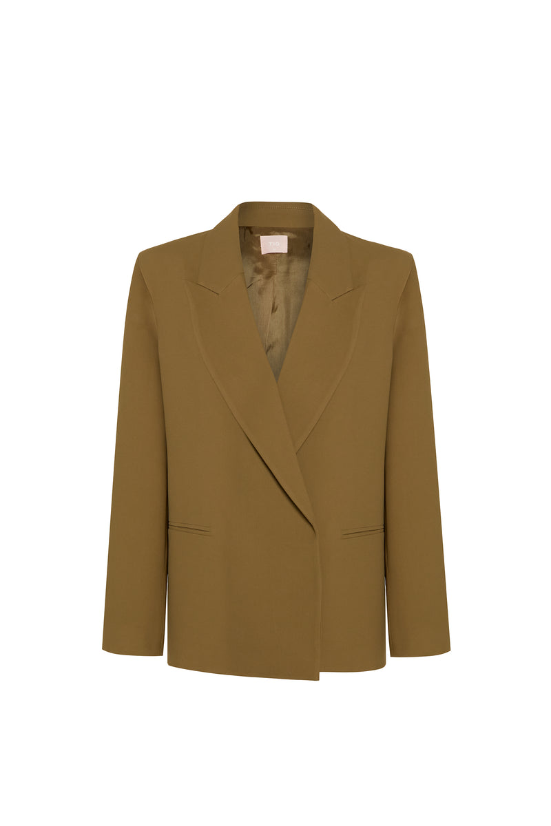 BLAZER ALFAIATARIA BOTÃO INVISIVEL CREPE PATOU VERDE OLIVA (8644102127843)