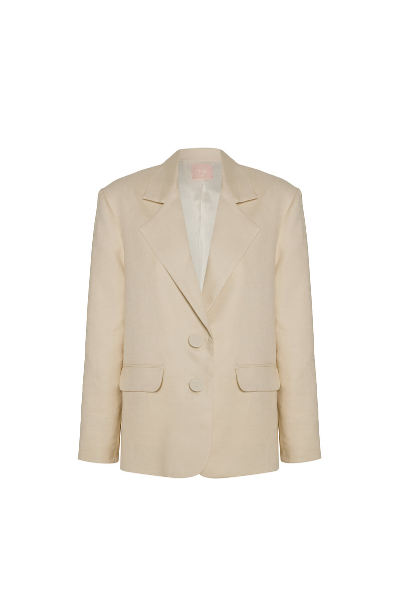 BLAZER ALFAIATARIA BOTÃO INVISÍVEL CREPE PATOU MANTEIGA (8644101964003)