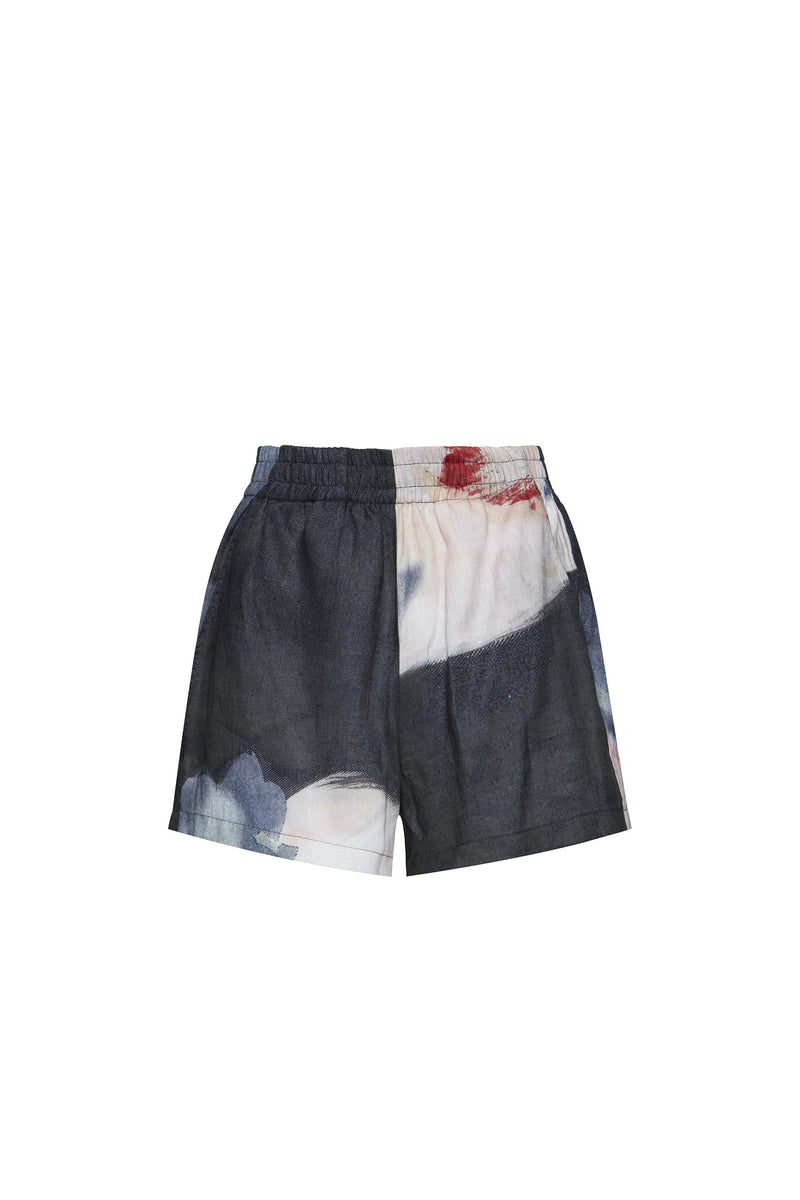 SHORTS LINHO FLORAL PIXEL AZUL (8537372590307)