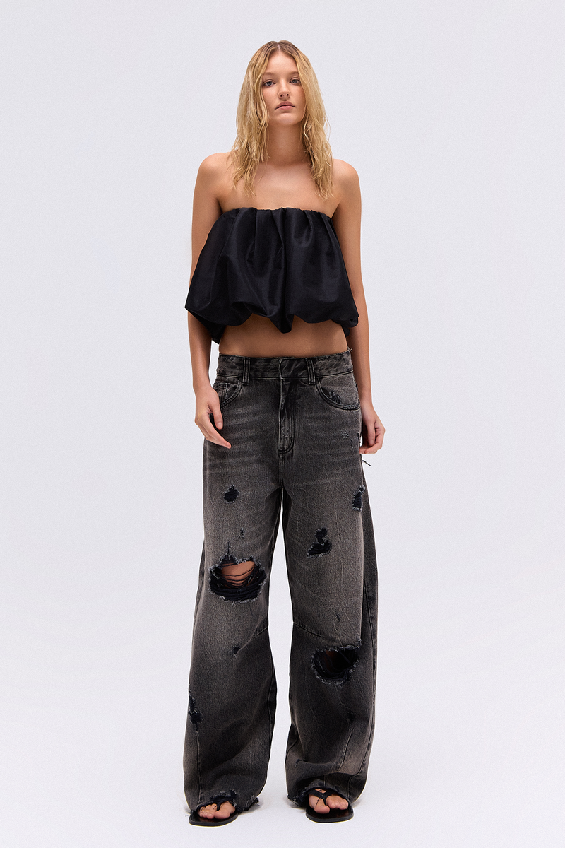 CALÇA JEANS RASGOS BAGGY BLACK (8784863723747) (8784856252643)