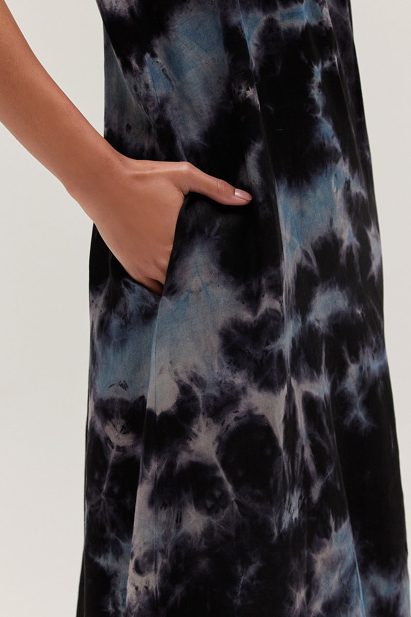 VESTIDO LONGO LINHO ALÇA TIE DYE AZUL E PRETO (8537373802723)