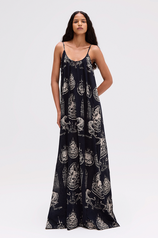 VESTIDO LONGO ALÇA ALGODÃO THAI PRETO (8720250634467)