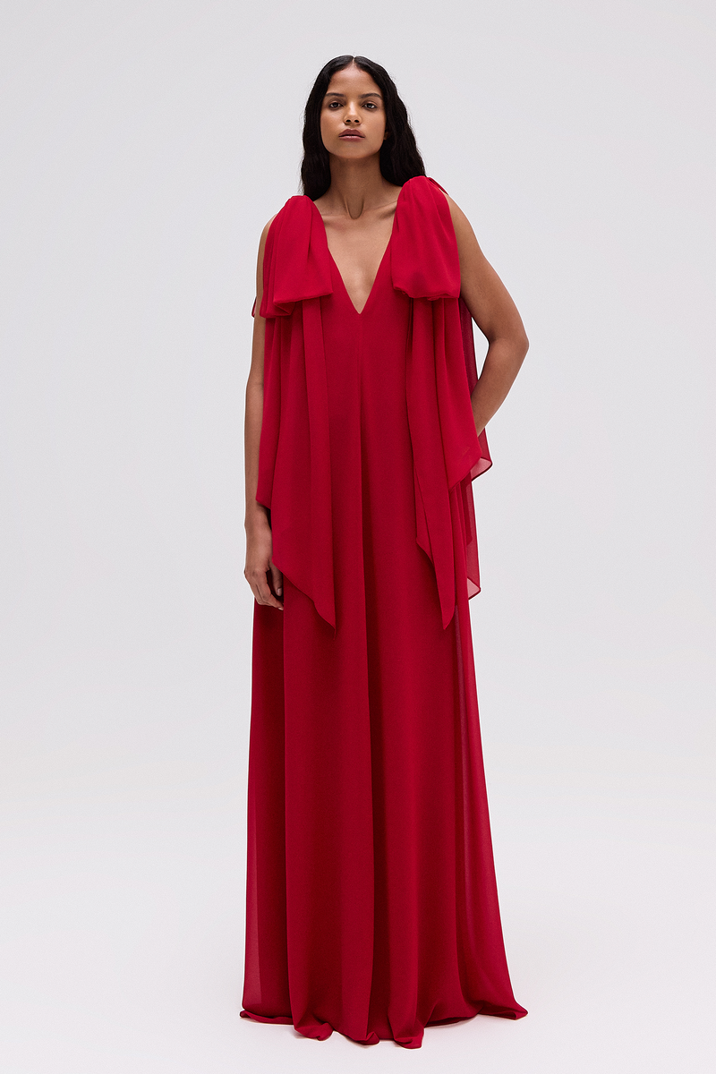 VESTIDO LONGO LAÇOS OMBROS GGT VERMELHO (8720251224291)